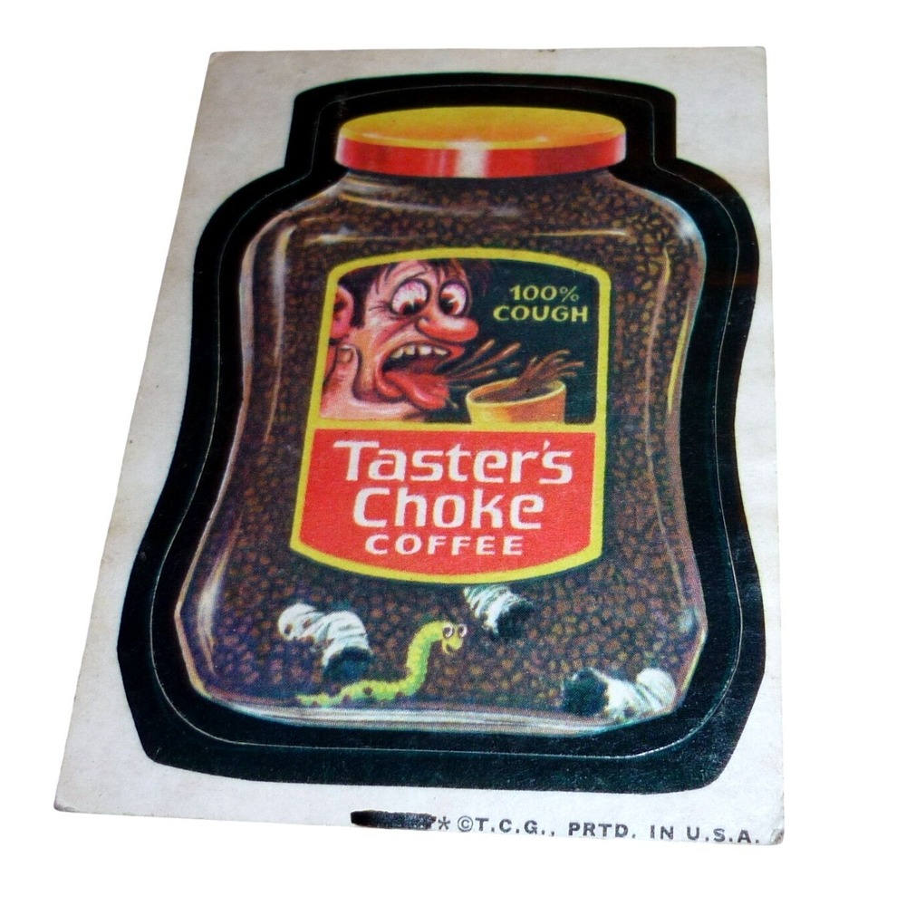 Vintage 1970s Wacky Packages Taster's Choke Coffee Sticker Topps T.C.G. Parody